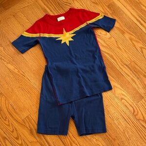 Hanna Andersson Captain Marvel short pajamas.